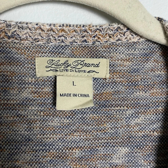 LUCKY Brand Cotton-Linen Tweed Aztec  Print Cardigan Size Large - Picture 3 of 9